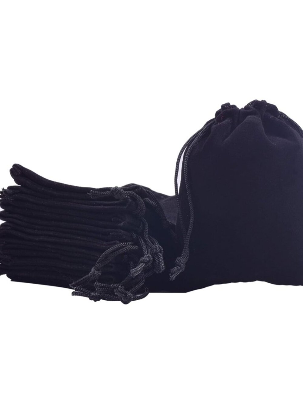 50pcs Small Drawstring Velvet Jewelry Pouches, 4.0x4.8 Inch Black Drawstring Vel